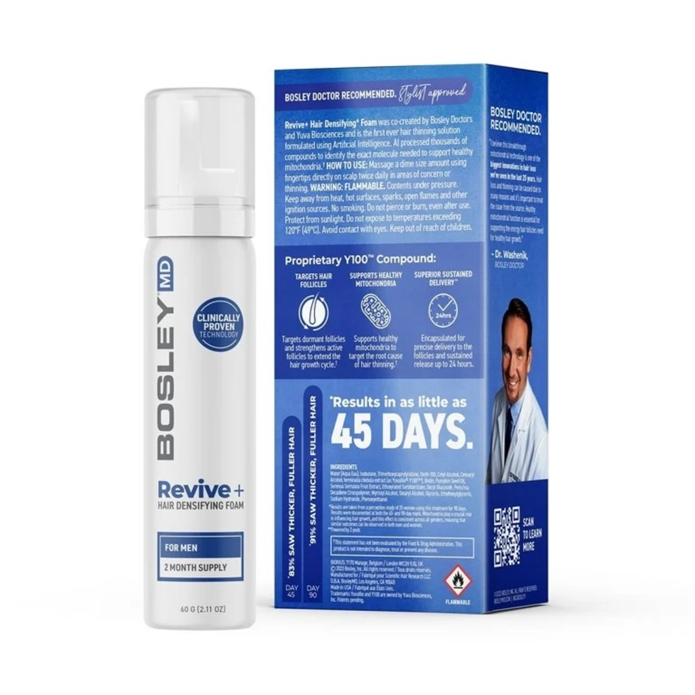 🧴BosleyMD Mens Revive+ Densifying Foam for Hair Regrowth, (2 Month Supply)